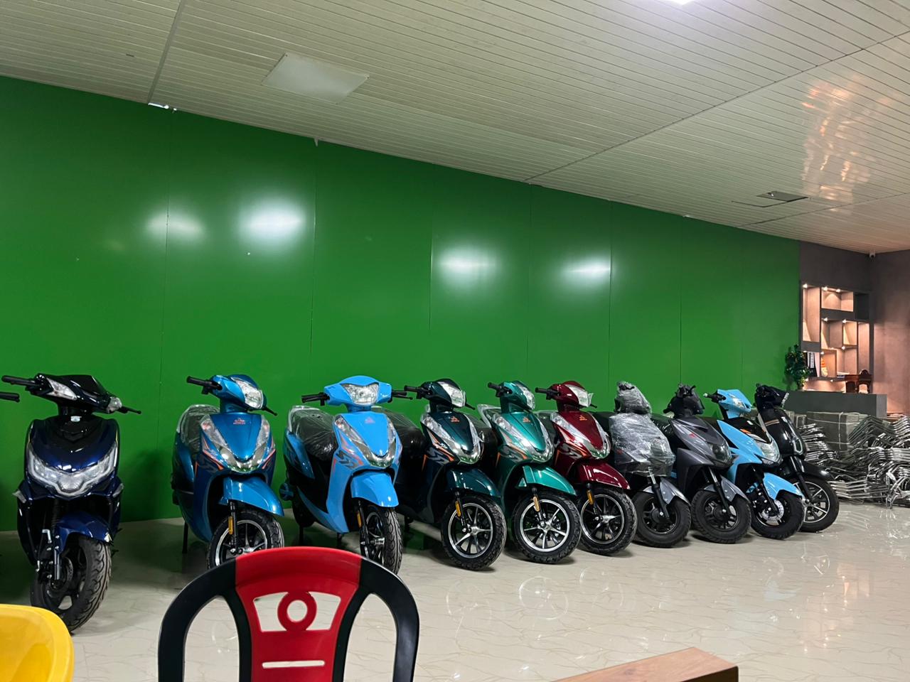 Display of electric scooters